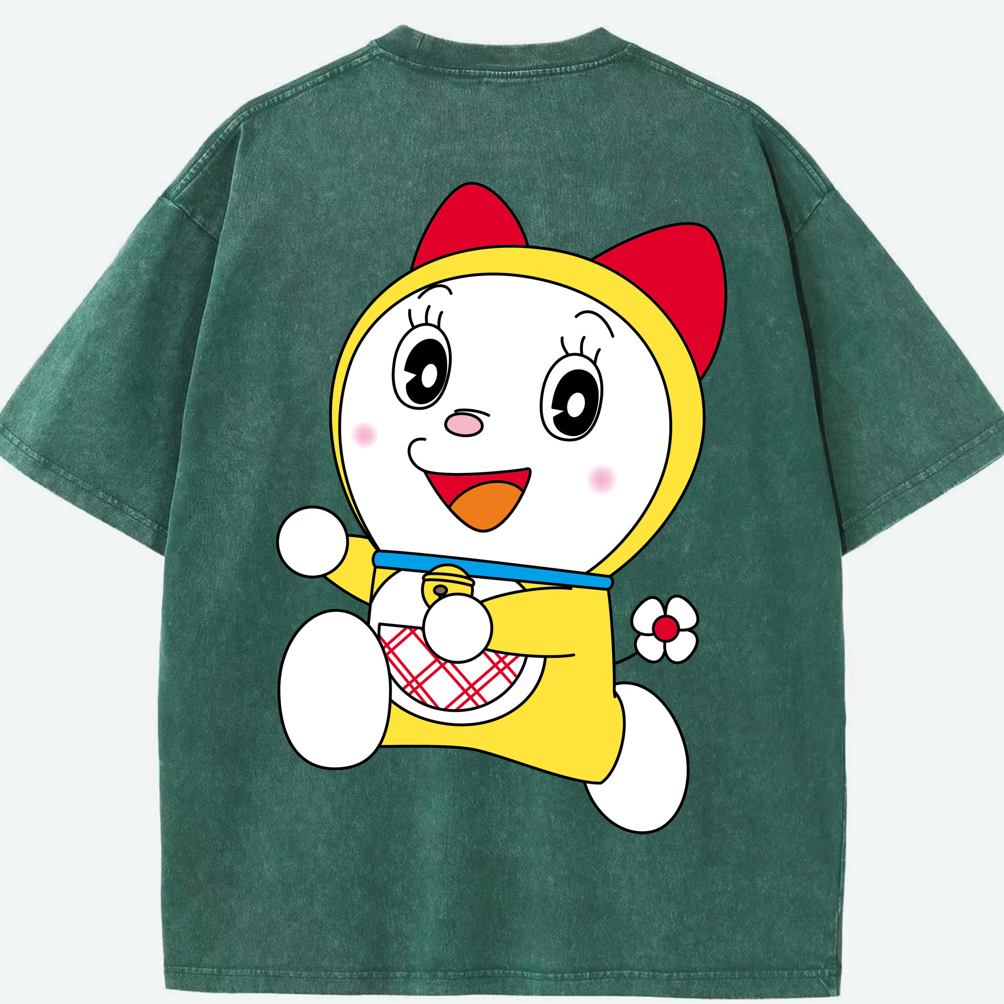 （画像用） ドラえもん ドラミ Doraemon Dorami 綿100% ヴィンテージ風 半袖Tシャツ（背面プリント）
